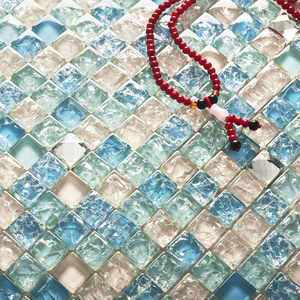 KASARO Peel And Stick Tiles Square Crystal Glass Blue Swimming Pool Mosaic Tile