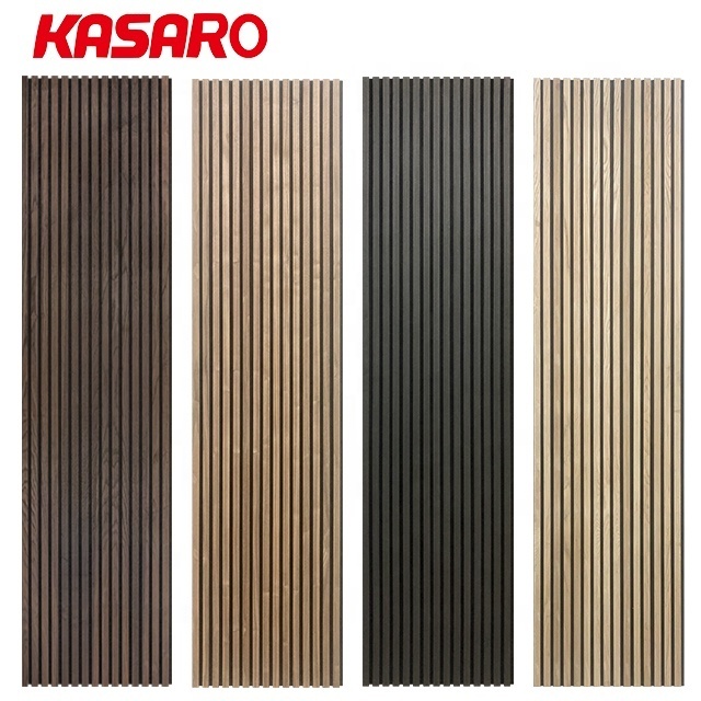 Kasaro Wood Slat Acoustic Panels Wall Ceiling Bathroom Tiles Modern 3d Wall Panel Sound Absorbiing Acoustic Wall Panels