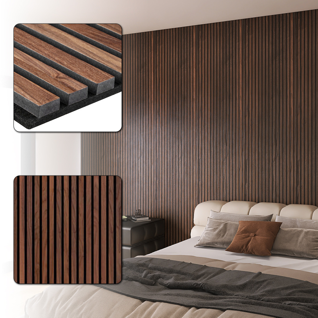 KASARO Custom Decorative Office Indoor Sound Diffuser Acoustic Wood Veneer Slat Wall Panels