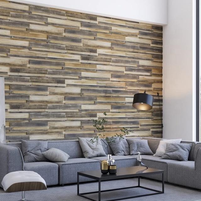 Home decor solid wood wall covering custom reclaimed decorative 3d accent wall covering panel shiplap board