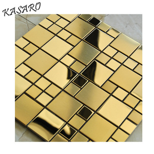 Gold Brushed Stainless Steel Sheet Wall Mosaic Tile