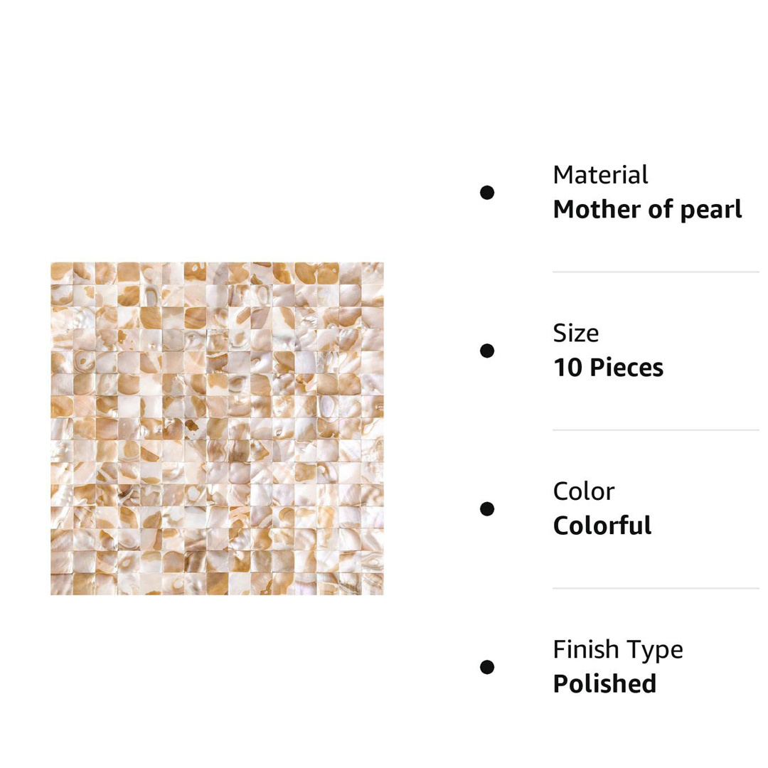 KASARO Square Shell Mosaic Tile Seashell Mosaic Floor Backsplash Shell Mother Of Pearl Mosaic Tile