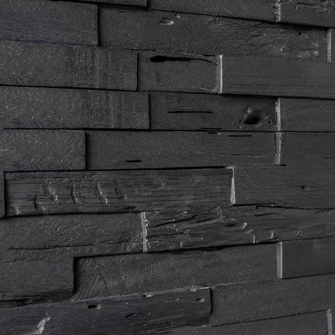 KASARO High quality wallpaper wooden grain paneling customize plain black curved 3d SOLID wood wall panel