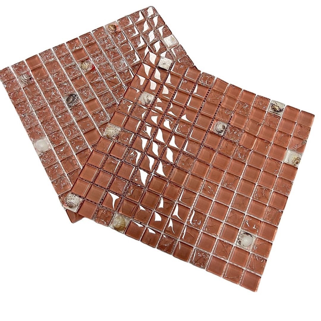 KASARO Wholesale Square Pool Tiles Glass Pink Swimming Pool Mosaic Glass Tile Backsplash