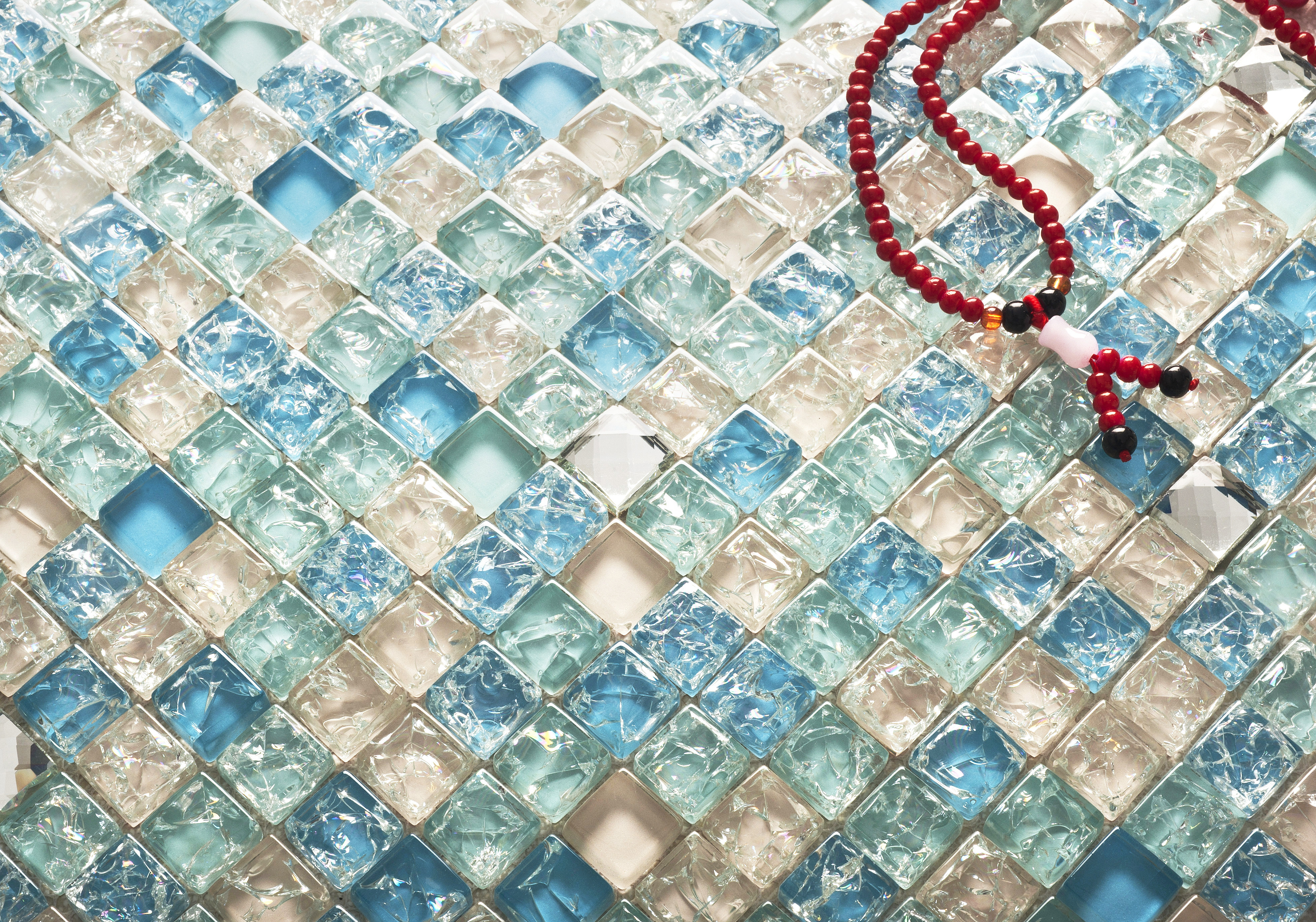 KASARO Peel And Stick Tiles Square Crystal Glass Blue Swimming Pool Mosaic Tile