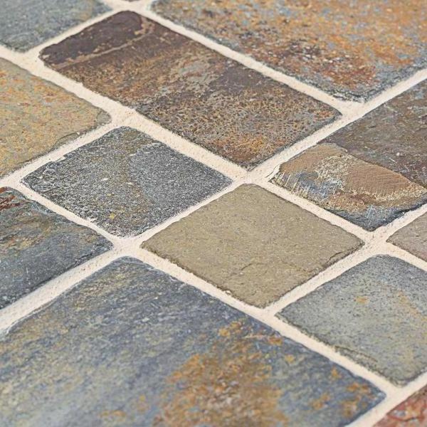 Square shape rust block medley slate old-fashioned bricks wall and floor marble mosaic tile