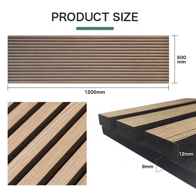 KASARO Sound Absorption Decorative Board Pet Wood Veneer Slatted Acoustic Panel For Interor Ceiling Wall