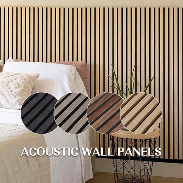 KASARO Sound Absorption Decorative Board Pet Wood Veneer Slatted Acoustic Panel For Interor Ceiling Wall