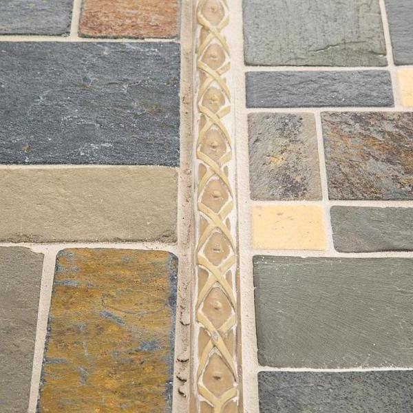 Square shape rust block medley slate old-fashioned bricks wall and floor marble mosaic tile