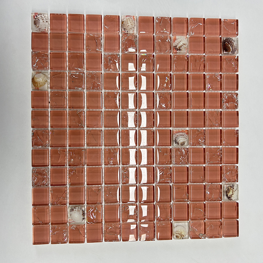 KASARO Wholesale Square Pool Tiles Glass Pink Swimming Pool Mosaic Glass Tile Backsplash