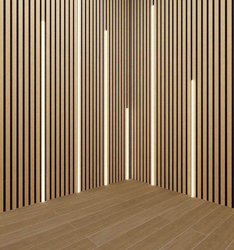 KASARO Slat Wood Panel Polyester Fiber Soundproof Wall Acoustic Panels Wall With Led Light