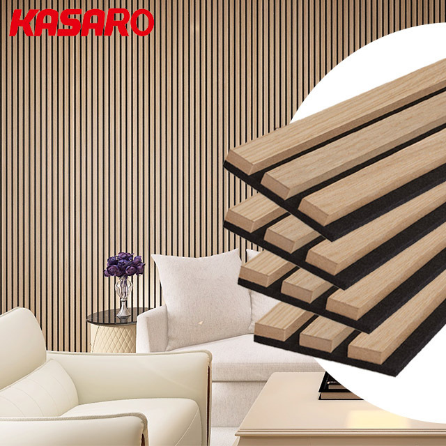 KASARO Wall Decoration Akupanel 3D design interior Acoustic Panel Wooden Sound Isolation Acoustic Slat Wall Panels