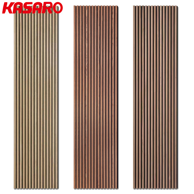 KASARO New modern style natural material decorative soundproofing slat wall acoustic panels