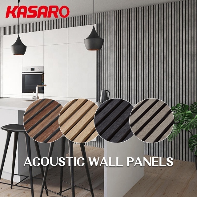 KASARO New customized design home decor wooden slat wall panels soundproof acoustic panels for home office