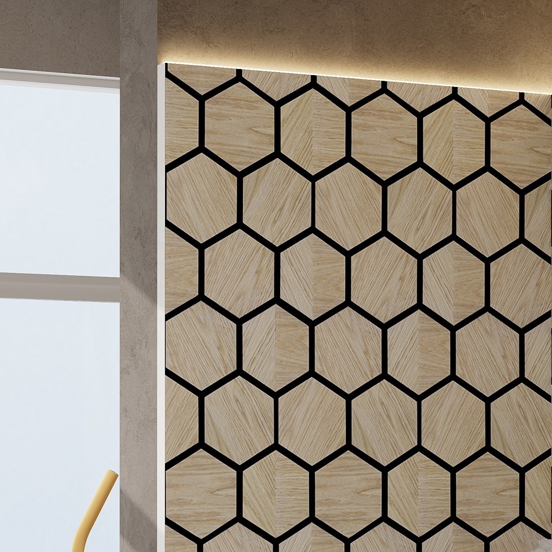 New style Hexagon Acoustic Panels wood slat wall panel for hotel sound proof wall panels