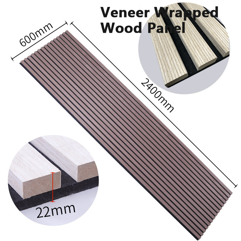 KASARO Factory supply soundproofing wood slat acoustic panel smooth surface veneer wrapped wood panels for living room