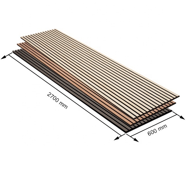 Akupanel PET  Wooden slats acoustic wall panels fiber board soundproof wall panels for bedroom decors wall slat panels