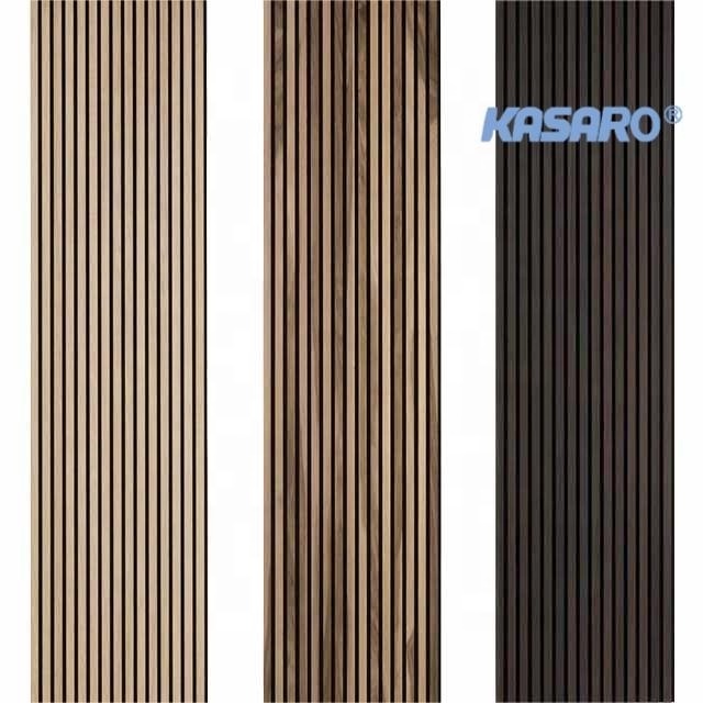 Akupanel PET  Wooden slats acoustic wall panels fiber board soundproof wall panels for bedroom decors wall slat panels