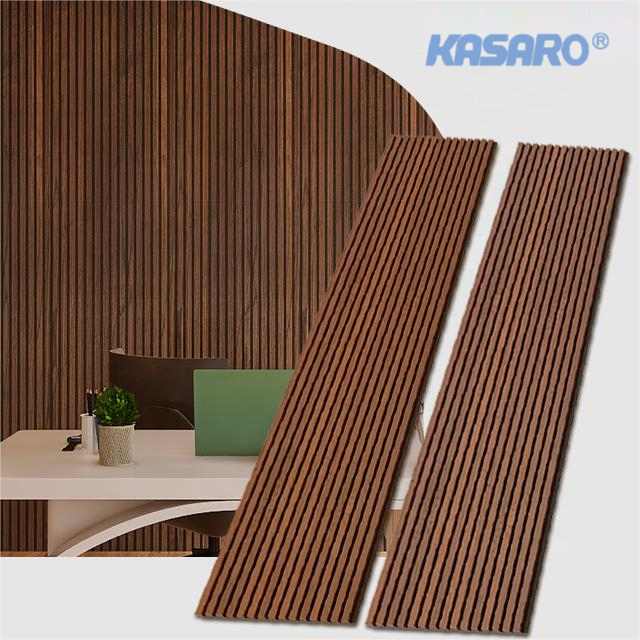 KASARO Wall Decoration Akupanel 3D design interior Acoustic Panel Wooden Sound Isolation Acoustic Slat Wall Panels