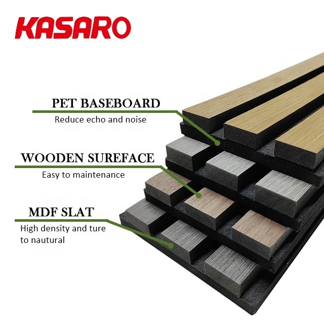 KASARO Environmental friendly good soundproofing interior decorative wall slat acoustic panels