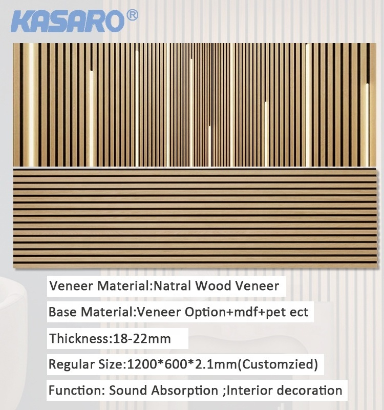 KASARO Popular selling 3D model design sound proof foam slat wood wall panels for interior wall decoration