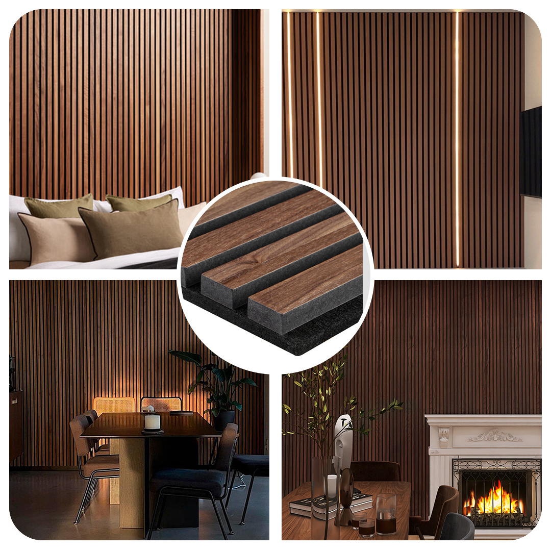 Kasaro Home Decor 2400mm Oak Walnut Apartment Interior Wood Wall Panels Sound Absorbing Art Ceiling Acoustic Panels