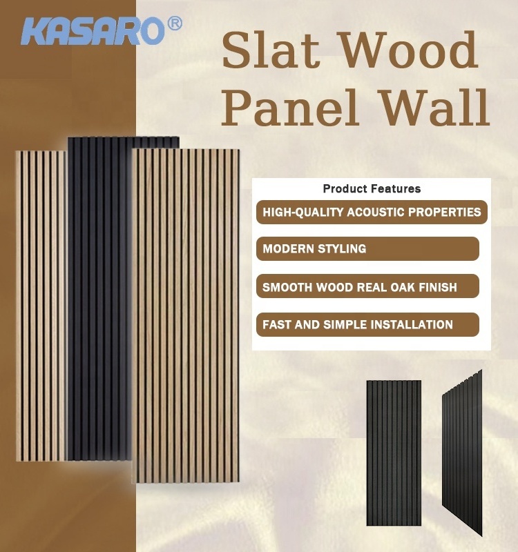 KASARO Good selling  sound absorbing interior decorative acoustic wooden slatted  panel for office