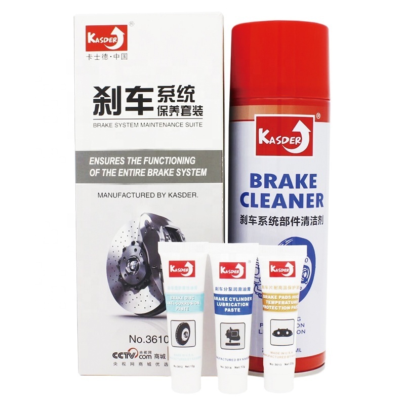 KASDER Brake Parts Cleaner with brake disc, pad and calliper grease