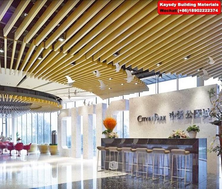 Decorative Ceiling Wood Grain False Ceiling For Interior Suspended Decoration Hall Ceiling Panels Design