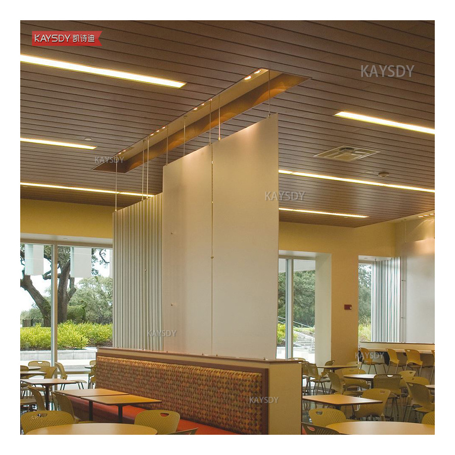 Interior Decor C Strip Aluminum Linear Baffle Ceiling Panel Wood Suspended Metal Stretch Ceiling For Hall Living Room