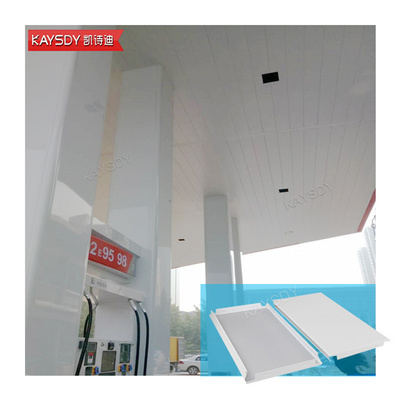 Modern Aluminum White Fireproof Stretch Baffle Light Ceiling Tile Aluminum Drop Ceiling Refueling Decorative