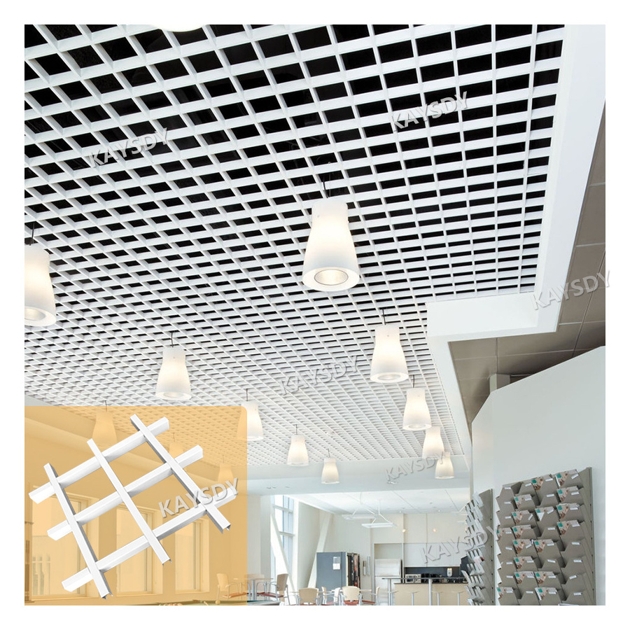 Luxury Timber Grid Suspended Ceiling Tiles Interior 3d Coffered Grids Square Ceiling For Modern Hotel Decoration