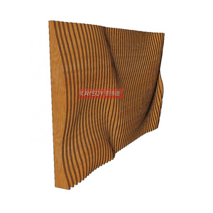 Wood Color 3D Arc Wave Metal Aluminum Profiles Panel for Curtain Wall Screen Panel  Interior Exterior Facade Wall Decoration