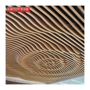 Interior Decoration Materials Curved Aluminium Art Suspended Aluminium Baffle Stretch Ceiling 3D