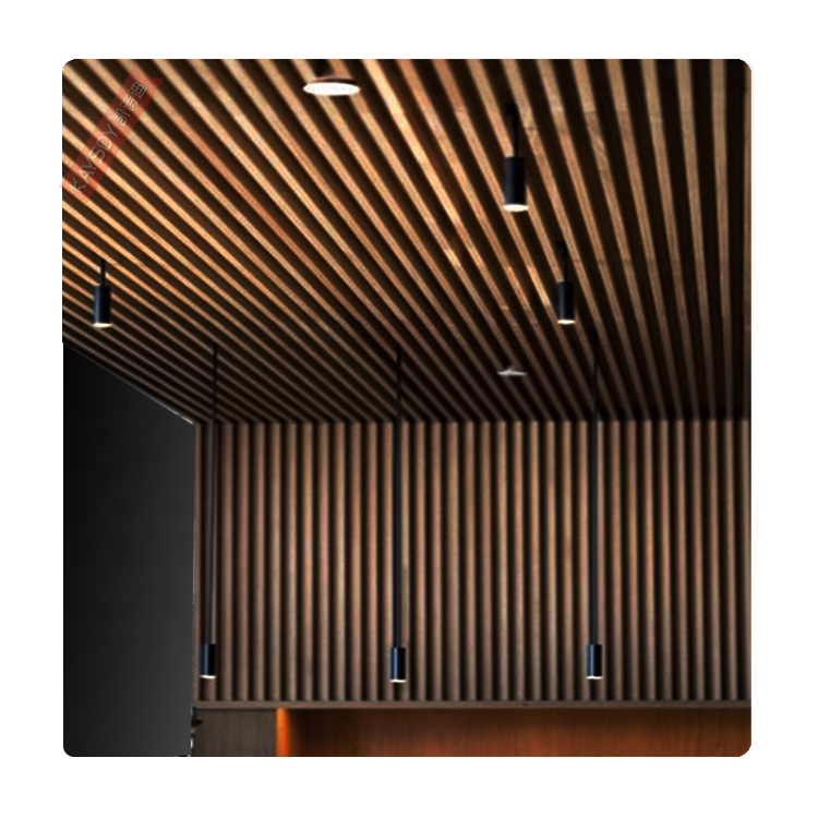 Interior Exterior Decorative Aluminum Strip Wood Baffle Linear Ceiling Panel Suspended Metal Ceiling Tile False Ceiling Design