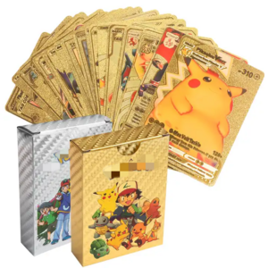 HOT English French Spanish 55 pcs Gold Pokemoned Trading Cards Game Playing Luxury Pokemoned Cards Booster Box for Kids Gifts