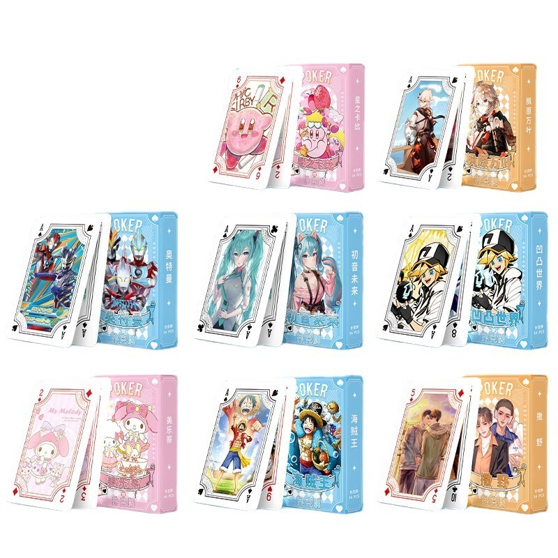 HD High Quality Cartoon Kuromi Sanrio Kirbys Creative Demon Slayer Anime One Pieced Game Playing Cards Poker Card for Family Fun