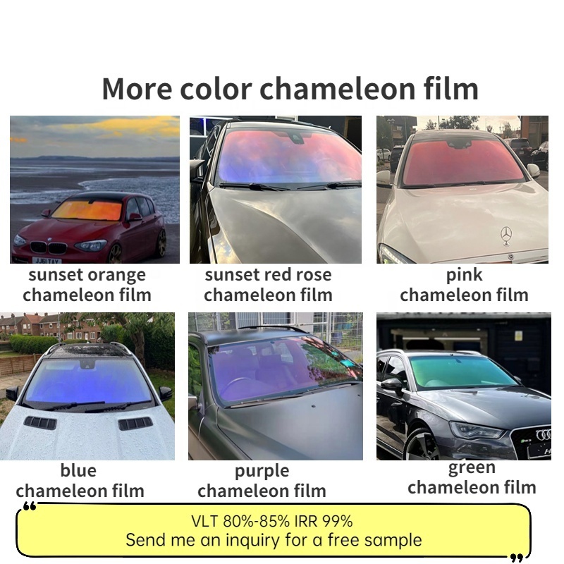 chat me get free sample! color change windshield glass tinted film self adhesive car window glass chameleon solar film