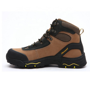 Wholesale Cement Brown Color Men Safety shoes Hiking boots with  Anti-slip hard resistant outsole