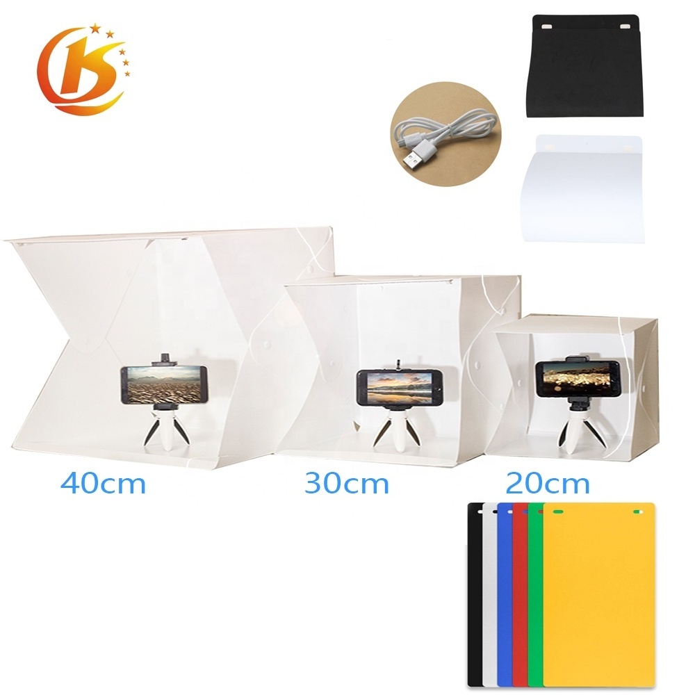 Factory Photography Table Shooting Tent Portable Folding 20cm/30cm/40cm LED Light Photo Studio Box for Small stuffs photo taking