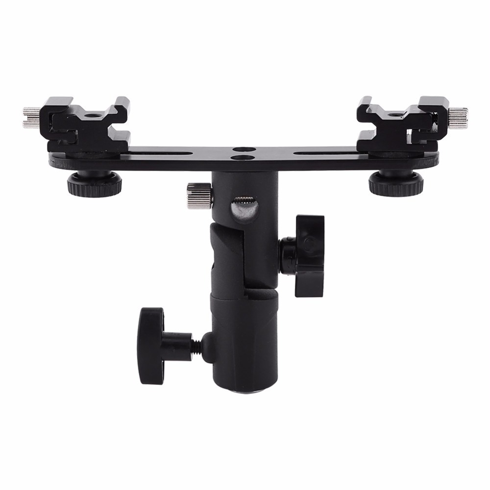 Wholesale Light Stand Double Hot Shoe Flash E type Umbrella Holder Bracket for Camera Photo Video Photography