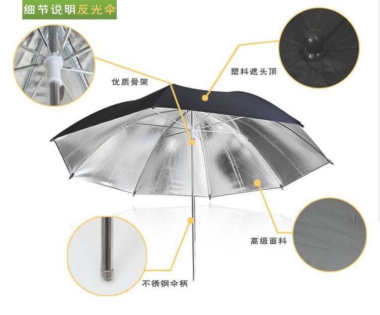 Manufacturer Photography Professional 43 inch Black and Silver Reflector Umbrella for Photo & Video Shooting Studio Flash Light