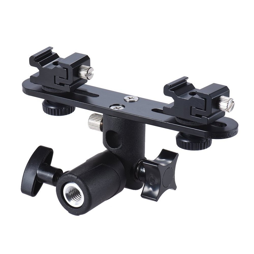 Wholesale Light Stand Double Hot Shoe Flash E type Umbrella Holder Bracket for Camera Photo Video Photography