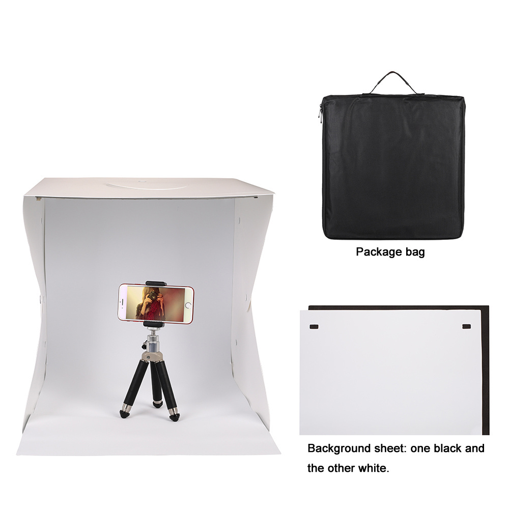 Factory Photography Table Shooting Tent Portable Folding 20cm/30cm/40cm LED Light Photo Studio Box for Small stuffs photo taking