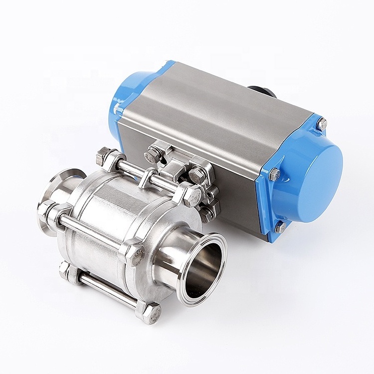 High Performance Hard Seal Pneumatic Air Actuated Control 3pcs Ball Valve For Water Oil Gas