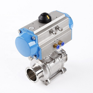 High Performance Hard Seal Pneumatic Air Actuated Control 3pcs Ball Valve For Water Oil Gas