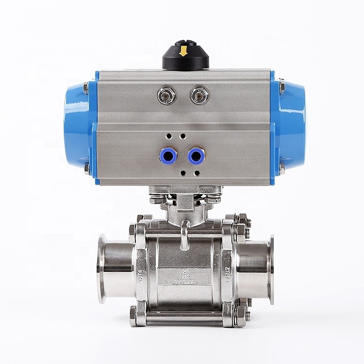 High Performance Hard Seal Pneumatic Air Actuated Control 3pcs Ball Valve For Water Oil Gas