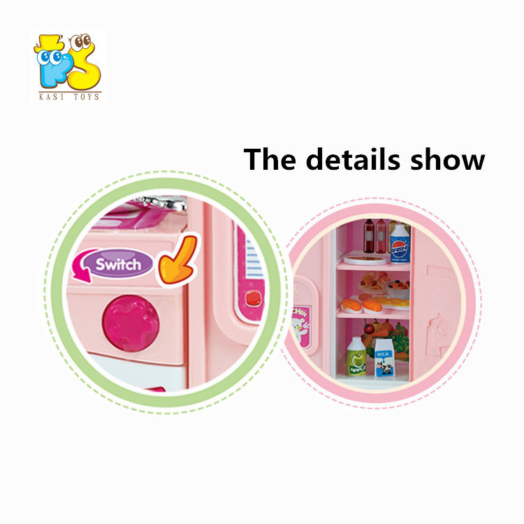 Cartoon kitchen cooking sets pink house toys for girls pretend cook funnuy music game toys