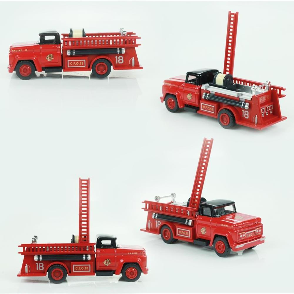 Hot sale mini car for kids retro alloy fire truck 1:43 scale model vehicle slide diecast car toys