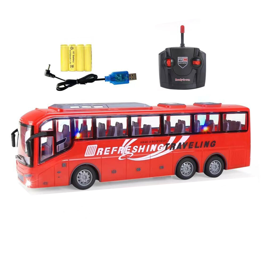 1:30 four way rc bus car toys police school remote control bus model car with light